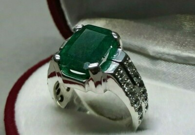 4,5 Karat tiefgrüner Smaragd Sterlingsilber 925 Handarbeit Zamurd Damen Ring