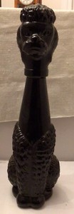 Vintage 15” BLACK GLASS POODLE DOG DECANTER BOTTLE