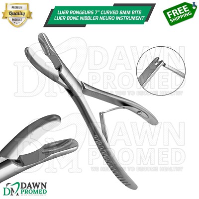 Luer Rongeurs 7'' Curved 8mm Bite Luer Bone Nibbler Neuro Surgical Instruments