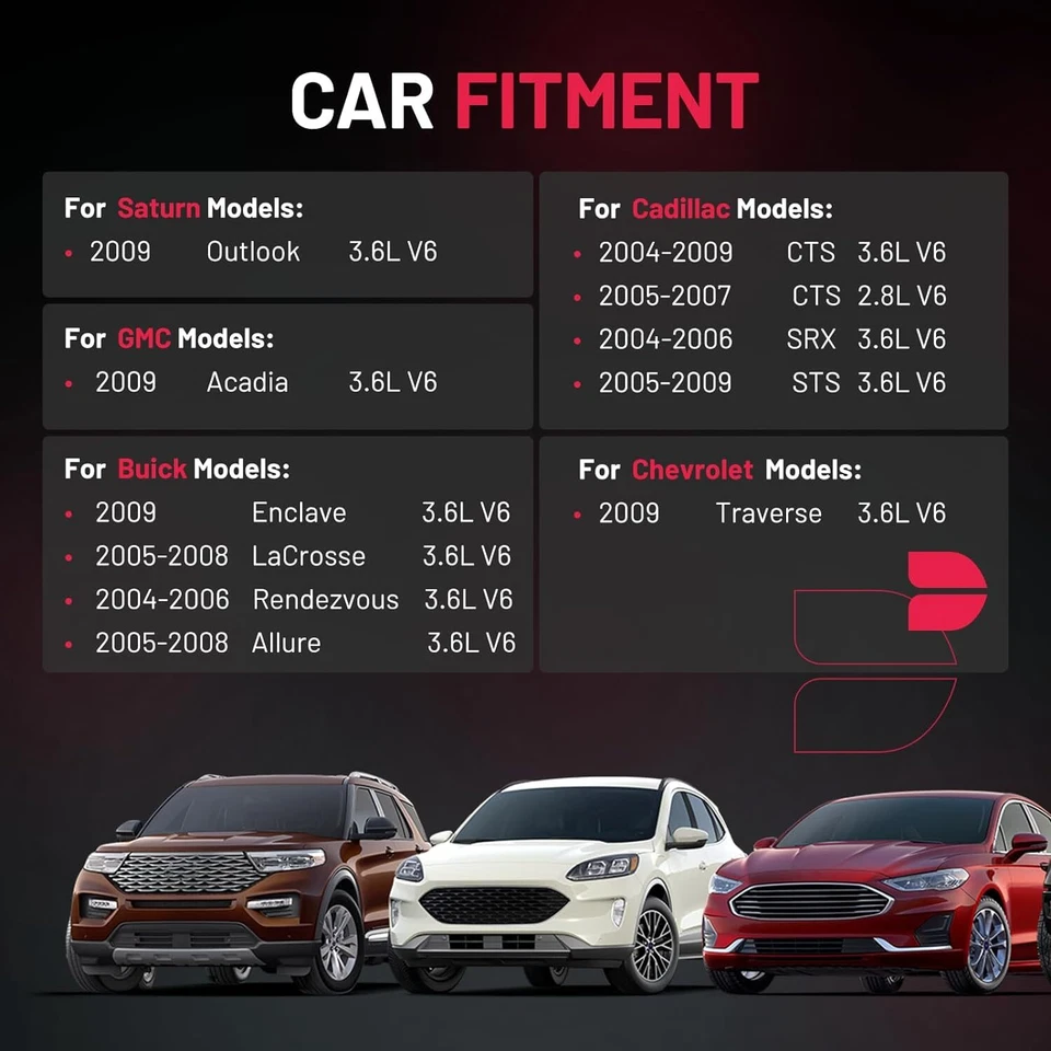 6 Ignition Coils Pack UF375 and Spark Plug For 2004-2009 Cadillac CTS 3.6L V6 - Image 3 of 4