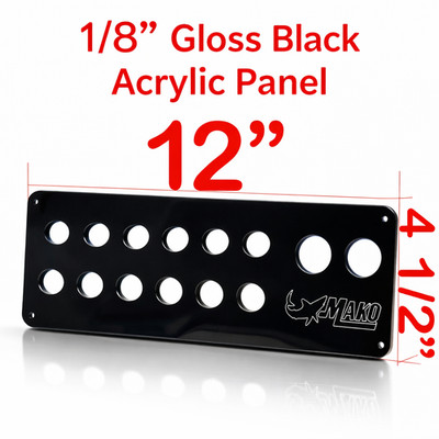For Mako Boat Switch Panel 12''x4½''   1/8'' Black Glossy Acrylic Laser Cut Custom