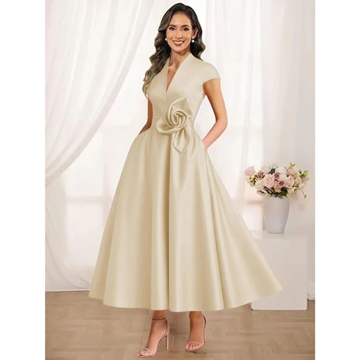 sachin and babi light blue dress Zapakasa Women Champagne Glitter Long Mother of the Bride Dress with Slit  Off the Shoulder Metallic Ruched Prom Dress main image 1