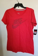 Nike Women's T-Shirt Active Logo Swoosh Printed Active Short Sleeve Tee L NEW