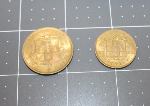 Satz von zwei jamaikanischen Penny Münzen 1/2 & 1 Penny Nickel Messing jetzt veraltet 1963, 1962 - Bild 4 von 5