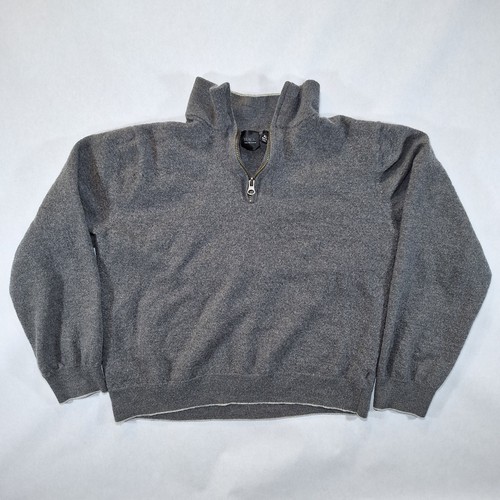 Saks Fifth Avenue Black Label Youth XL Gray 1/4 Zip Long Sleeve Wool Sweater - Picture 3 of 18