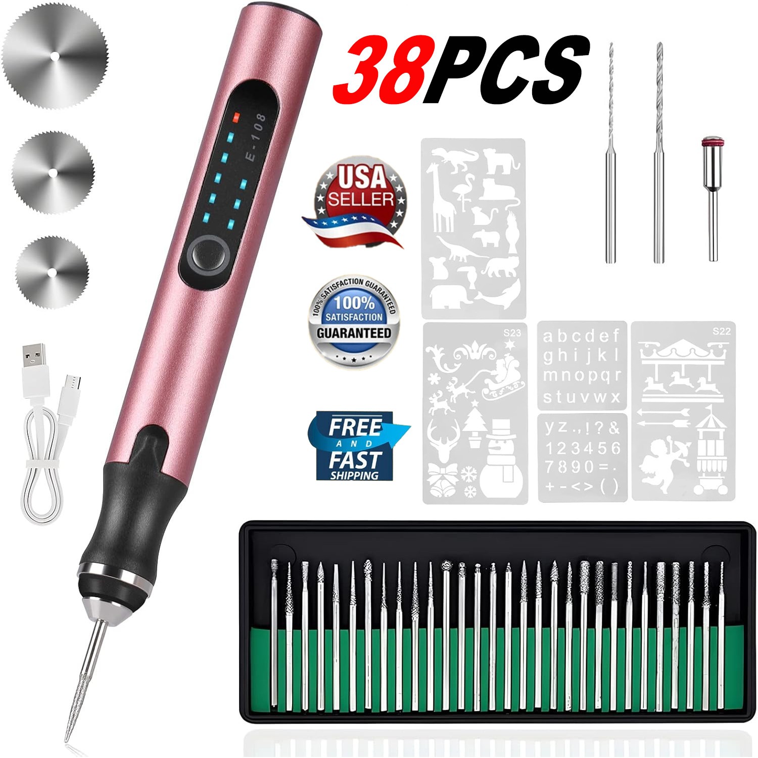 USB Rechargable Engraving Pen with 38 Bits Mini Electric DIY
