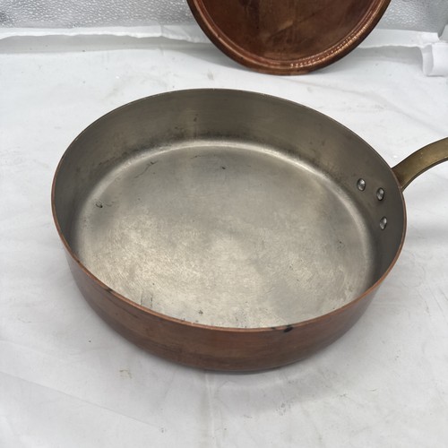Vintage 9.5in Copper Saute Pan With Lid - Picture 9 of 19