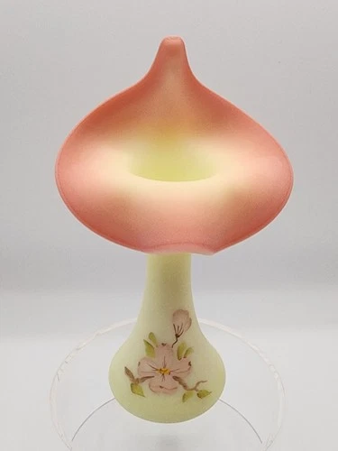 Fenton Burmese Satin 7" Dogwood Jack-in-the-Pulpit Vase Glows!