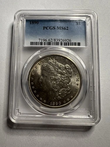 1890 Morgan Silver Dollar PCGS MS62  Slight Toning
