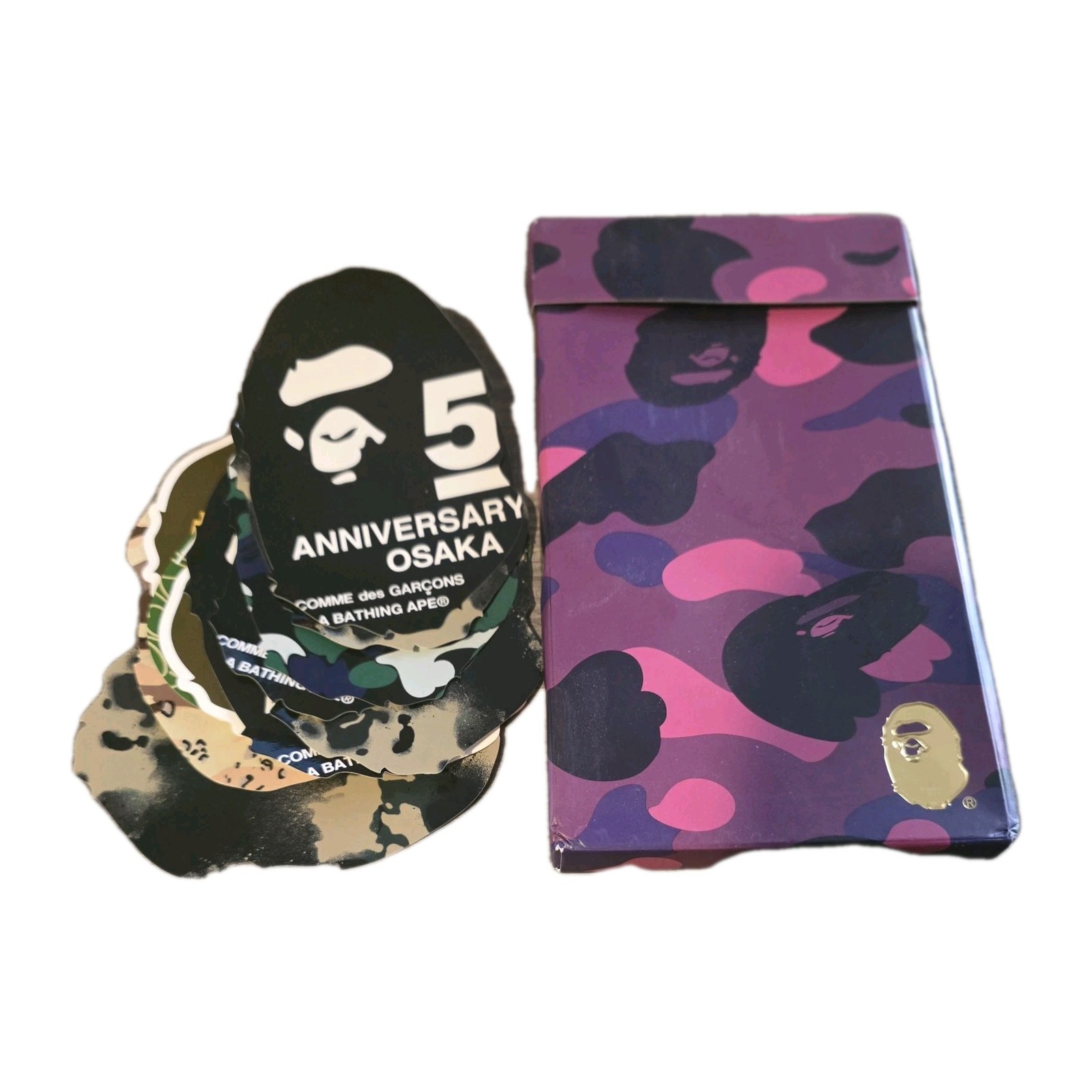 Osaka Comme Des Garcons A Bathing Ape Purple Camo Box & Stickers Limited Release
