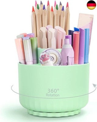 360 Degree Rotating Pen Holder, Rotating Pen Holder, Desk Organiser with 5 Compa