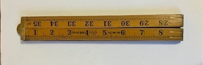 Vintage Buchsbaum & Messing klappbares Taschenlineal 36'' 90cm ZWEI - AXT MARKE in sehr gutem Zustand