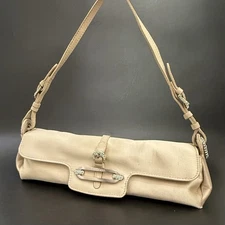 JIMMY CHOO Cosmo Beige Satin Crystal Embellished Mini Baguette Shoulder Bag