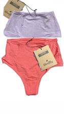 2 PACK Woolly Women  s High Waisted Thong, 95 Merino Wool Lilac Rose Pink Large