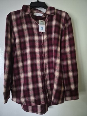 Brand New W Tags Primark Red and Cream Checkered Size Small Shirt Button Up Top