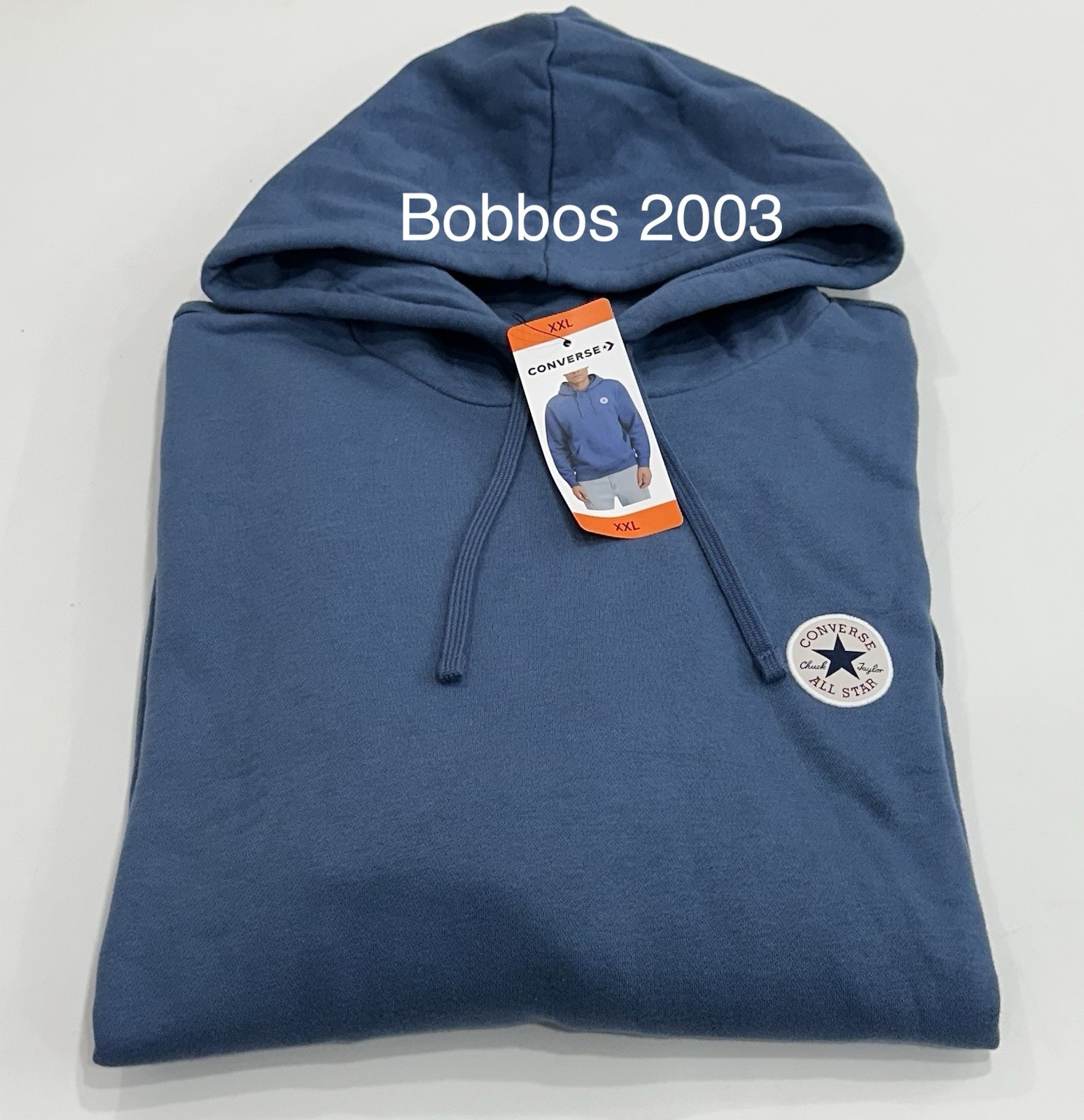 Converse Men's Logo Relaxed Fit Hoodie Sweatshirt, Blue, Size XXL