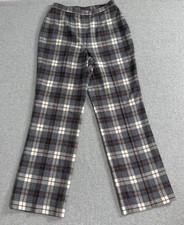 Vintage Pendleton Woolen Mills Plaid Pants Size 12 Made In USA 100 Wool 70s READ
