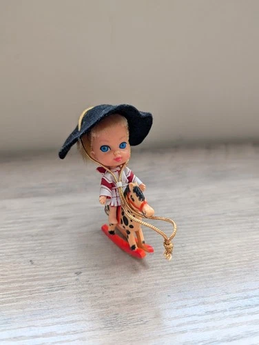 VTG Mattel Liddle Kiddles CALAMITY JIDDLE Cowgirl Doll Outfit Hat Horse