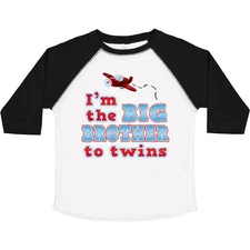 Inktastic I'm The Big Brother To Twins. Toddler T-Shirt Airplane Red Blue New