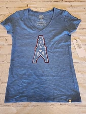 Women's V-Neck 47 Brand Tennessee Titans Houston Oilers Legacy Tee Medium - NEW