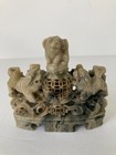 Antique Vintage Chinese Hand Carved Soapstone Incense Oil Burner Foo Fu Dogs — photo 1