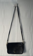 Vintage 90s Coach Black Leather Rambler Crossbody Bag Turnlock COA 0091-004