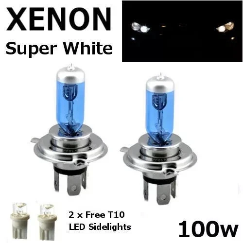 H4 100W SUPERWHITE XENON (472) UPGRADE Headlight Bulbs 12v +501 LED Sidelights B - Image 1 of 1