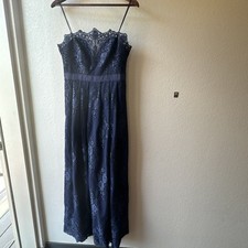 Vince Camuto Bridesmaid Blue Navy Dress Size 4 Sweetheart Gown Lace Ribbon