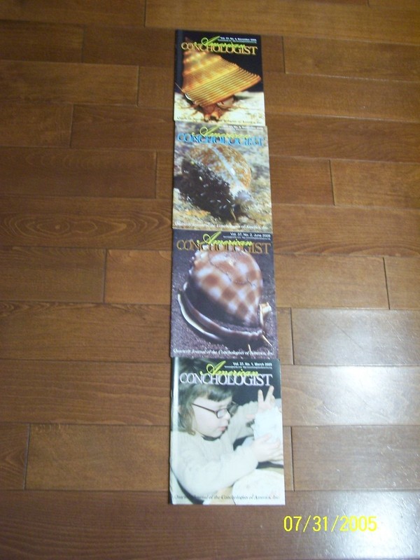 American Conchologist Magazine March, June, September, December 2009 Issues