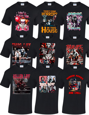 Horrorfilm Grafik T-Shirt Freddy Jason IT Chucky Unisex Grusel Halloween S-2XL