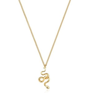 Authentic Snake Necklace for Women, Gold Serpent Pendant Dainty Chain 14K Gold Plated Mini