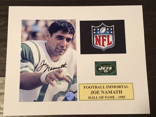 Joe Namath Signed “ JETS” 5x7 Photo 8x10 Matt Autographed. HOF. COA