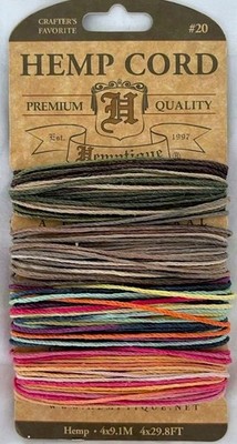 Hemptique Hanfkordel Premium Qualität 1 mm - 36 Optionen (4 x 9,1 m / 29,8 Fuß)