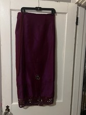 90s Vintage Nomads UK Plum Embroidered Sequin Boho Festival Wrap Skirt M/L 