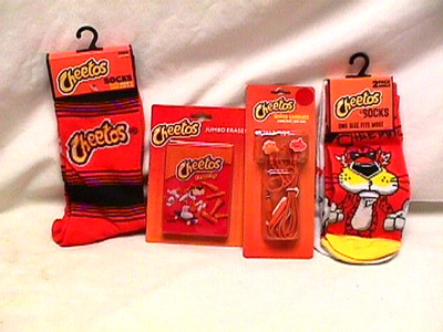 CHEETOS Cheese Snacks EAR BUDS Jumbo Eraser 2-Pack Ankle + 1 Pair Crew SOCKS new