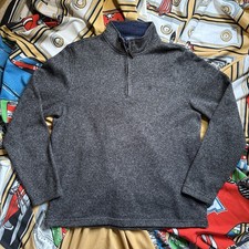 IZOD quarter zip sweater L gray mock neck tight-knit logo casual pullover