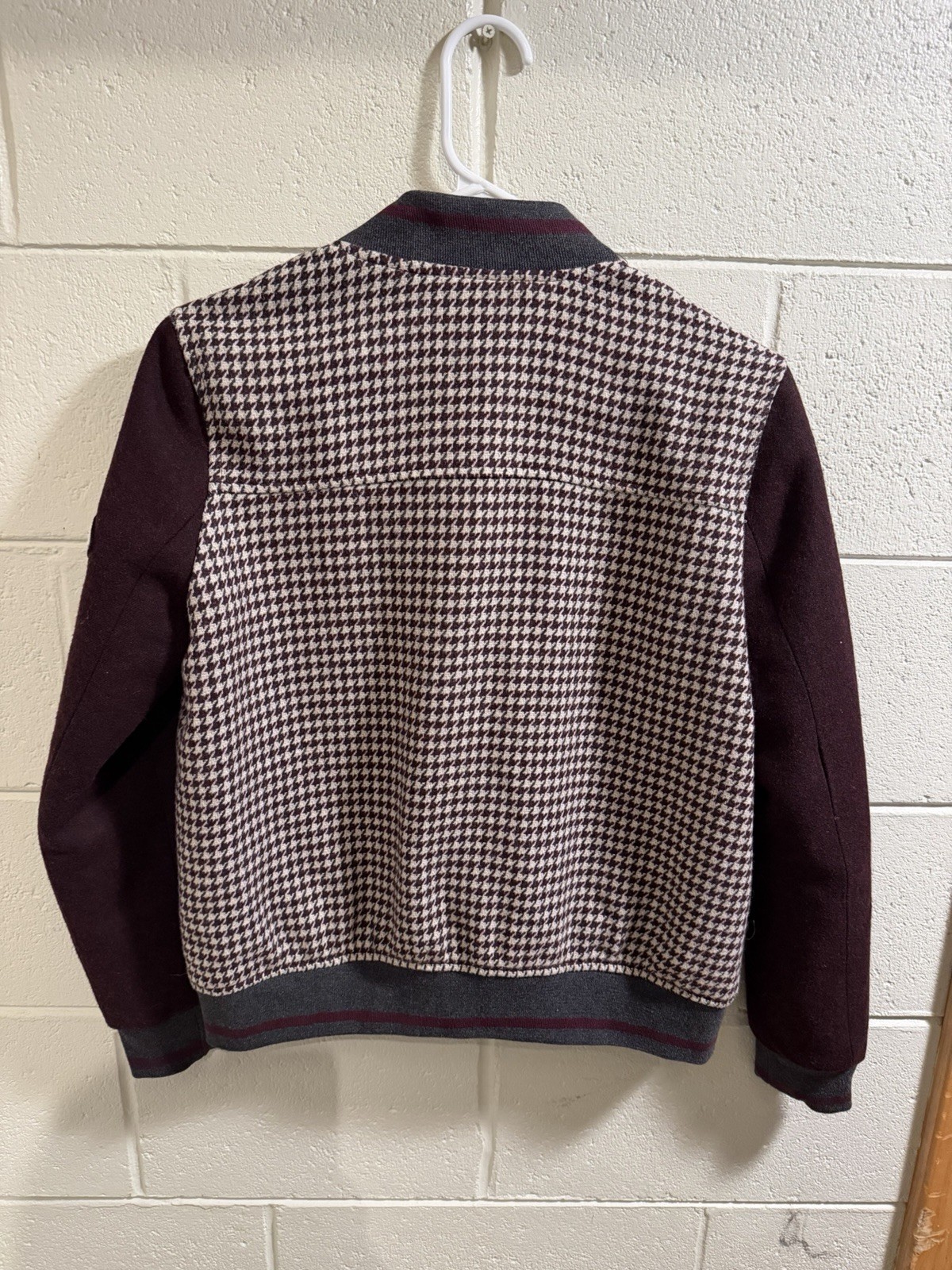 ZARA BASIC Houndstooth Bomber Jacket Wool Blend B… - image 3