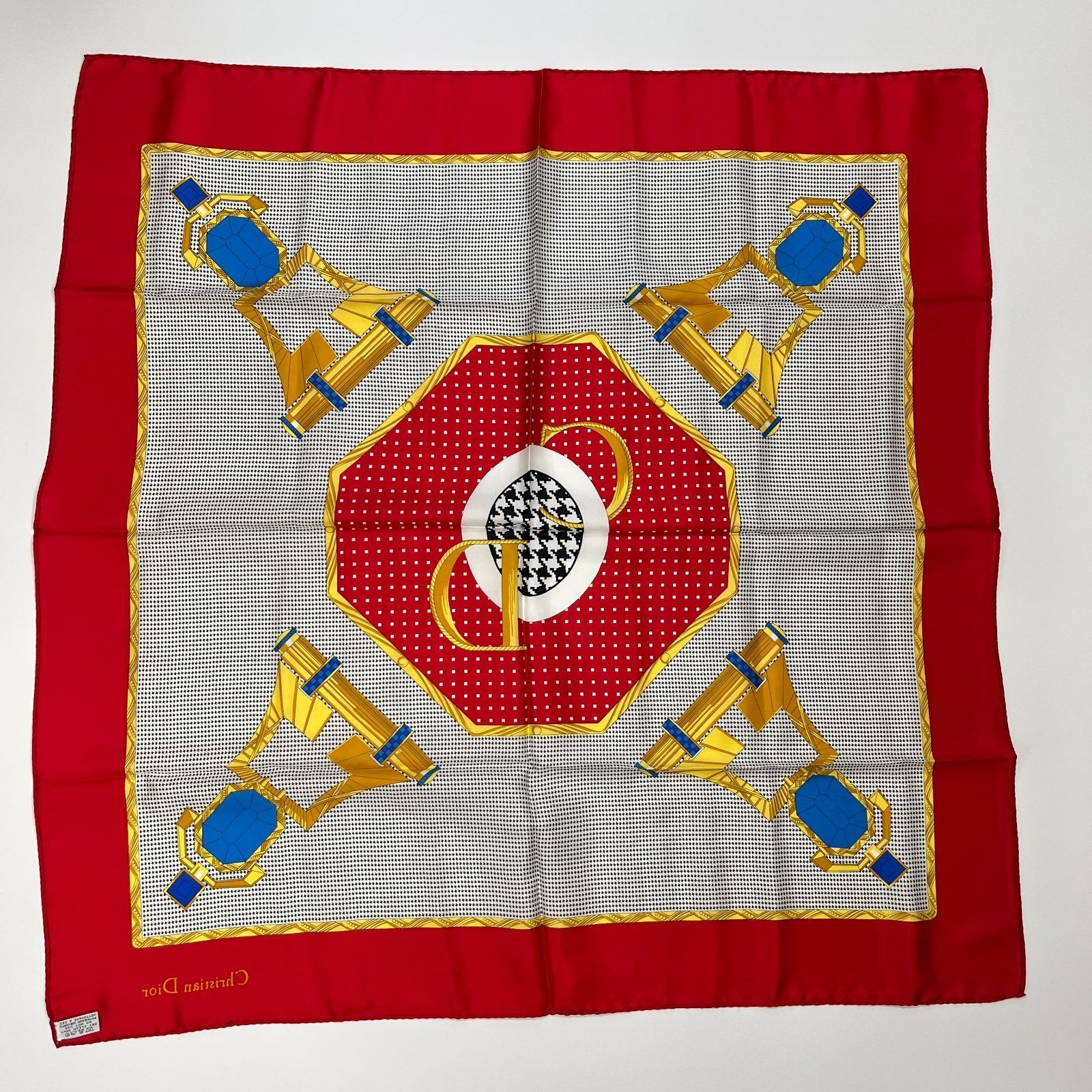 Christian Dior Silk Square Scarf Multicolor 33.1in Vintage Pre owned thumbnail 7