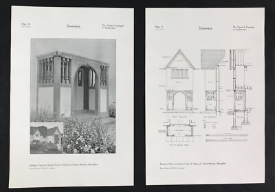 Gebäude Entwurf Architektur Zeichnung Plan Eingang Garten Veranda Shropshire 1907