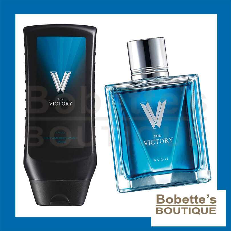 Parfum V for Victory Avon ensemble cadeau homme eau de toilette et gel douche fraîcheur