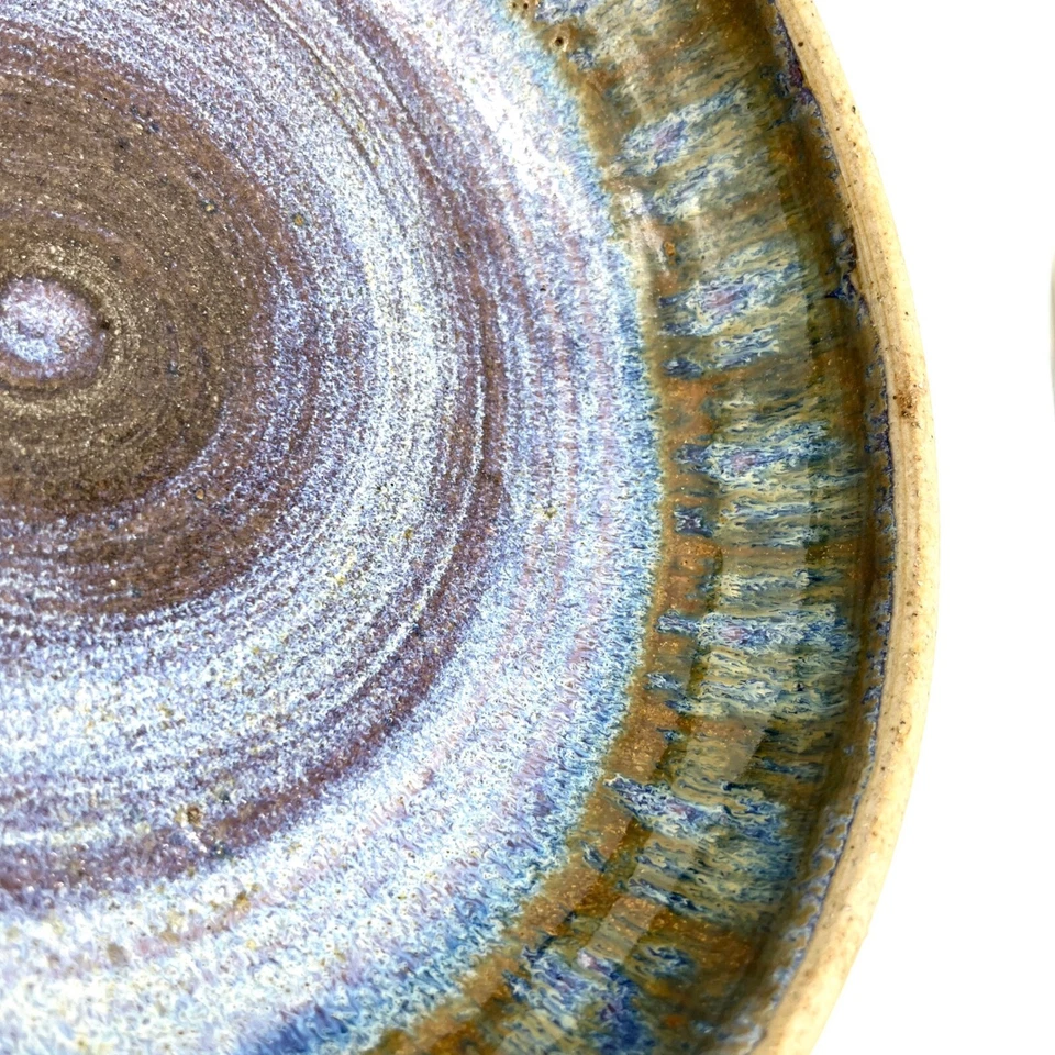 Керамическая чаша ручной работы глазурь цвета земли подписанное художественное сервировочное блюдо 9 дюймов - Изображение 3 из 4