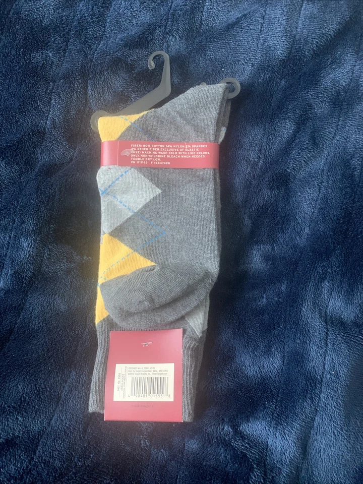 Calcetines de vestir MERONA para hombre gris/amarillo/azul nuevos talla 6-12 Foto 3 de 4