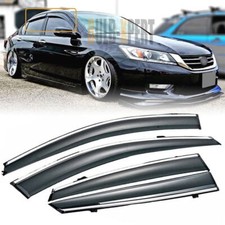 For 2013-2017 Honda Accord Sedan Window Visor Vent Rain Guards W Chrome 4pcs For 2013-2017 Honda Accord Sedan Window Visor Vent Rain Guards W Chrome 4pcs