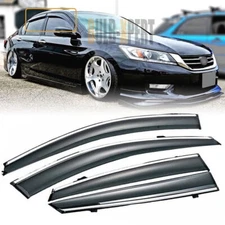 For 2013-2017 Honda Accord Sedan Window Visor Vent Rain Guards w/ Chrome Trim