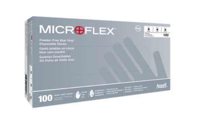 Microflex  V29 Blue Vinyl Gloves, Industrial Grade, Large - #V293