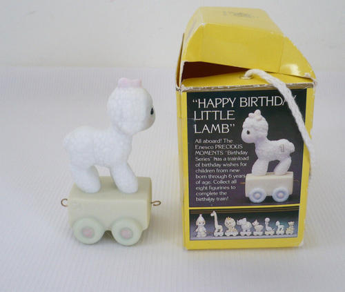1985 Precious Moments Birthday Train One-Year-Old Happy Birthday Little Lamb - Picture 5 of 9