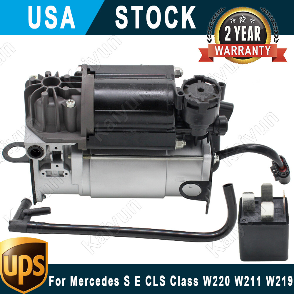 For Mercedes W220 W211 W219 1999-2001 Air Suspension Compressor + Relay Air Pipe-image