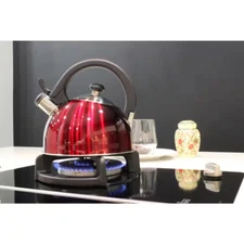 Sabal 2 Qt. Stainless Steel Stovetop Tea Kettle with Whistle in Red