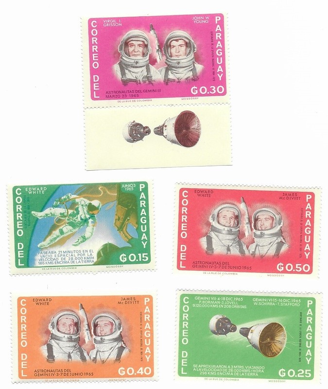 Paraguay 1966 space stamps Astronauts and Space Exploration Scott 911-915 MNH