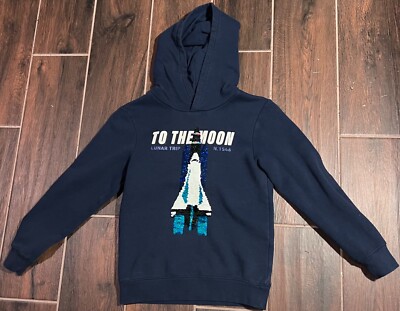 Navy blue H&M space themed hoodie for boys or girls in good condition.